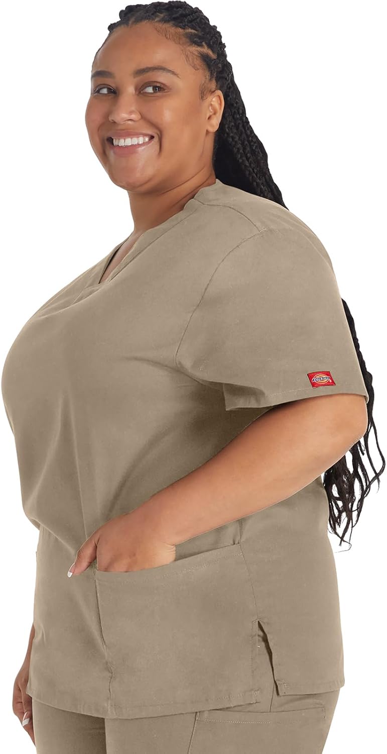 Dickies EDS Signature Scrubs for Women and Scrubs for Men, Unisex One Pocket V-Neck Top in Soft Brushed Poplin 83706 - Image 7