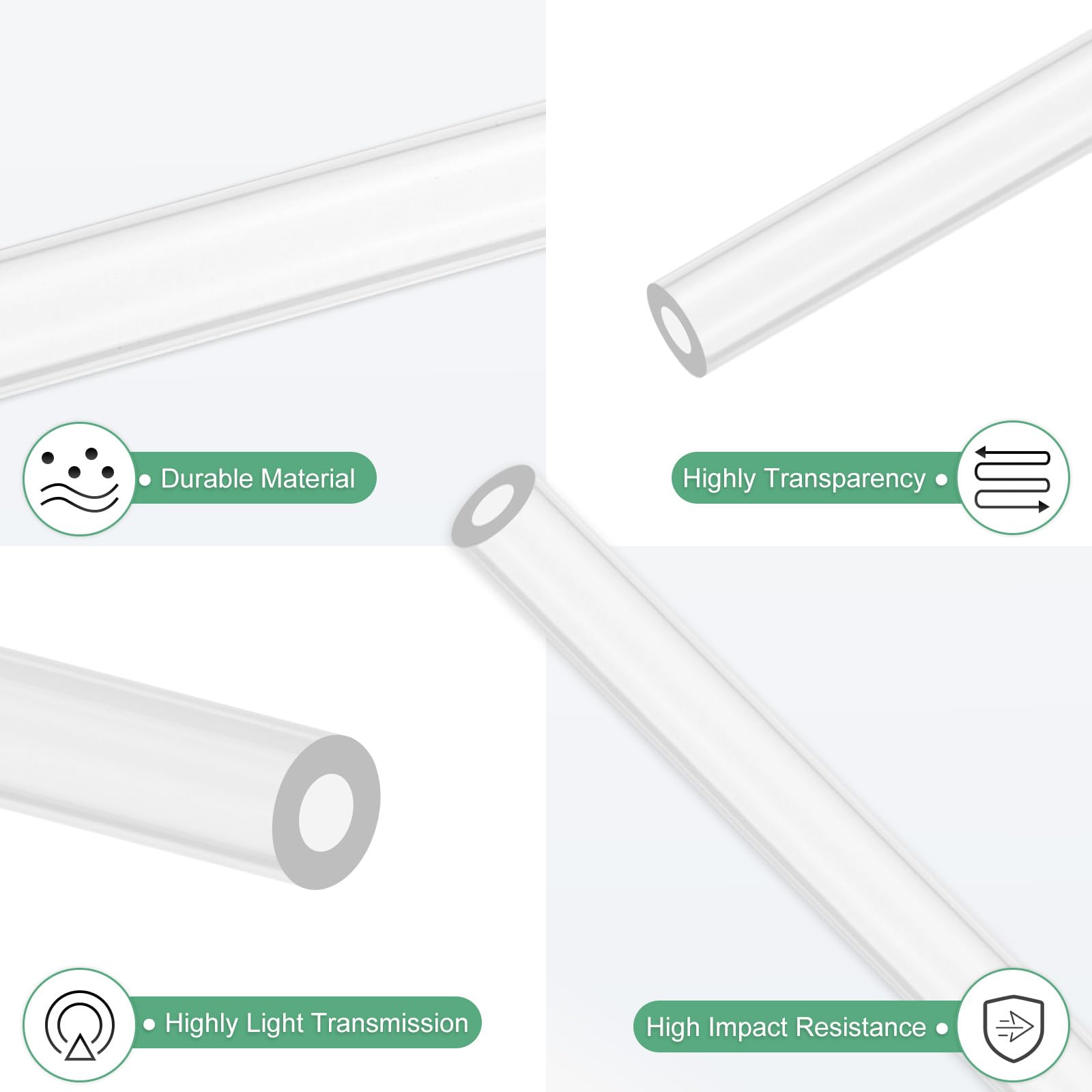 M METERXITY 4 Pcs Tubo Rigido In Acrilico Trasparente 1.5mm DI x 3mm DE Tubo Rotondo In Plastica 305mm