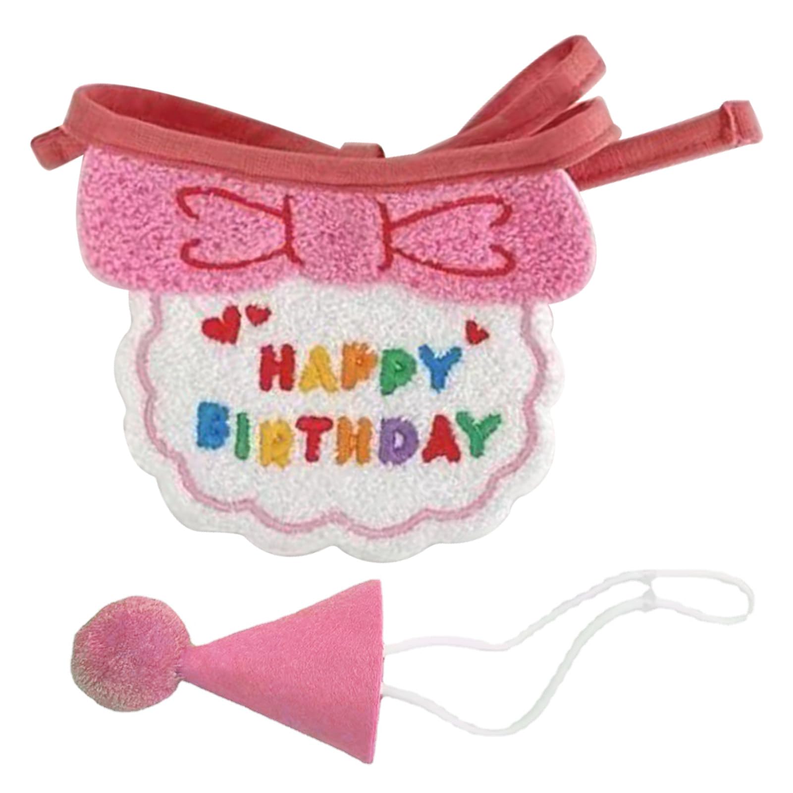 Kit Aniversário Gato - Chapéu E Bandana Rosa Com Babados