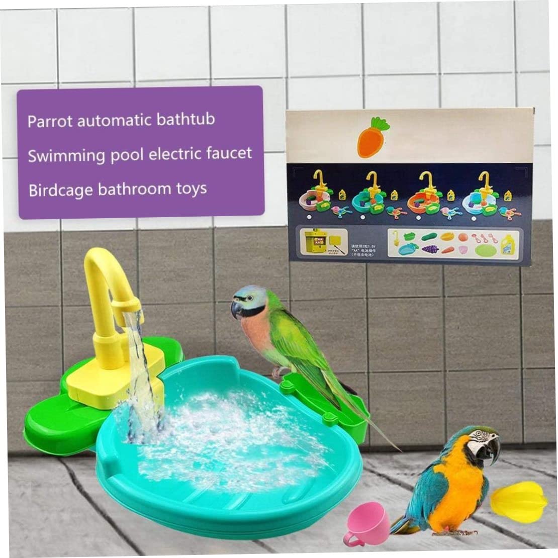 Kooi Vogelbad, Schone Dierbenodigdheden Valkparkiet Vogelbad met Haken voor Kleine Vogel Papegaaien Ruime Parkiet Draagbare Douche, Past op de meeste Vogelkooien (blue bath
