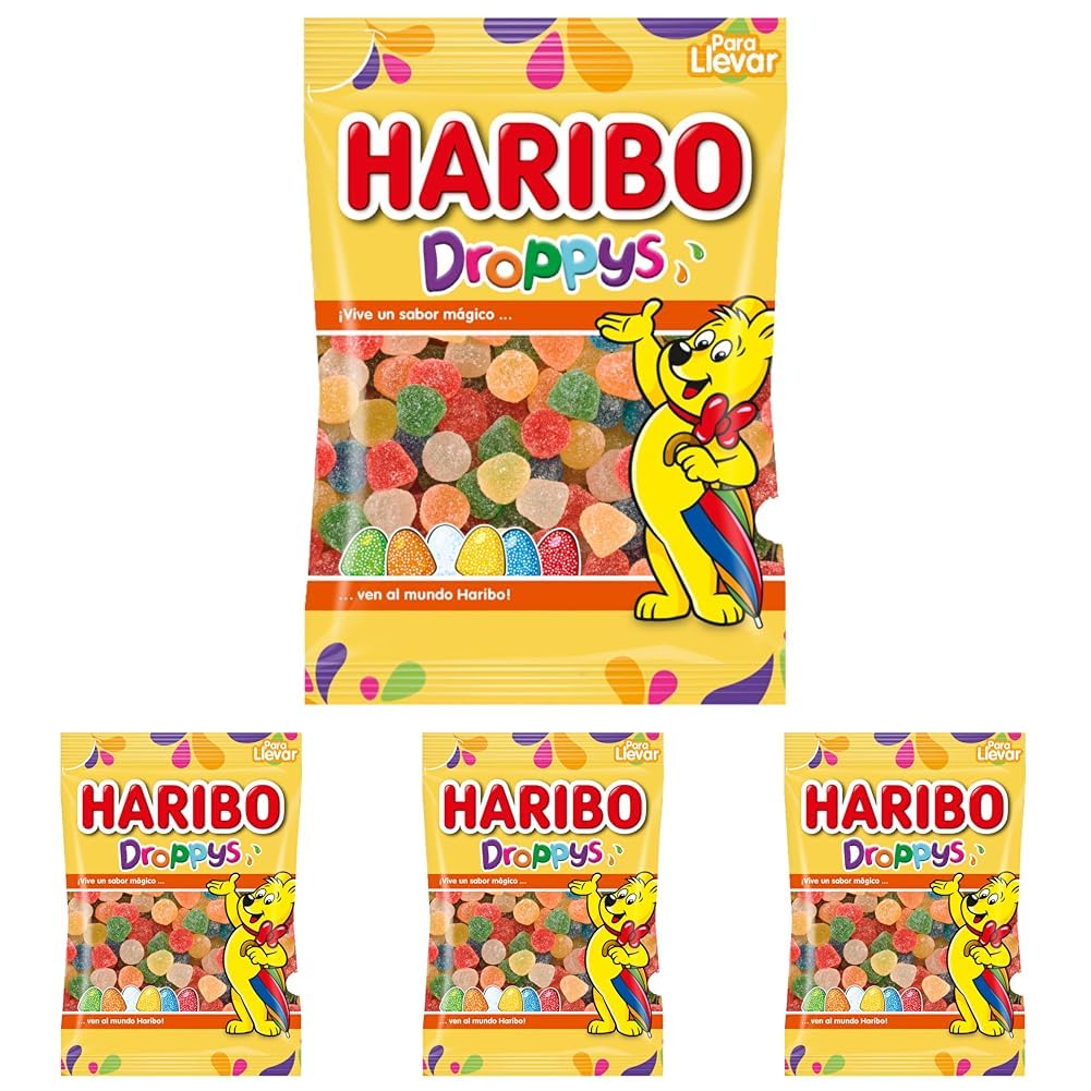 Haribo Droppys - 18 bolsas x 100g (1800 gr) (Paquete de 4)