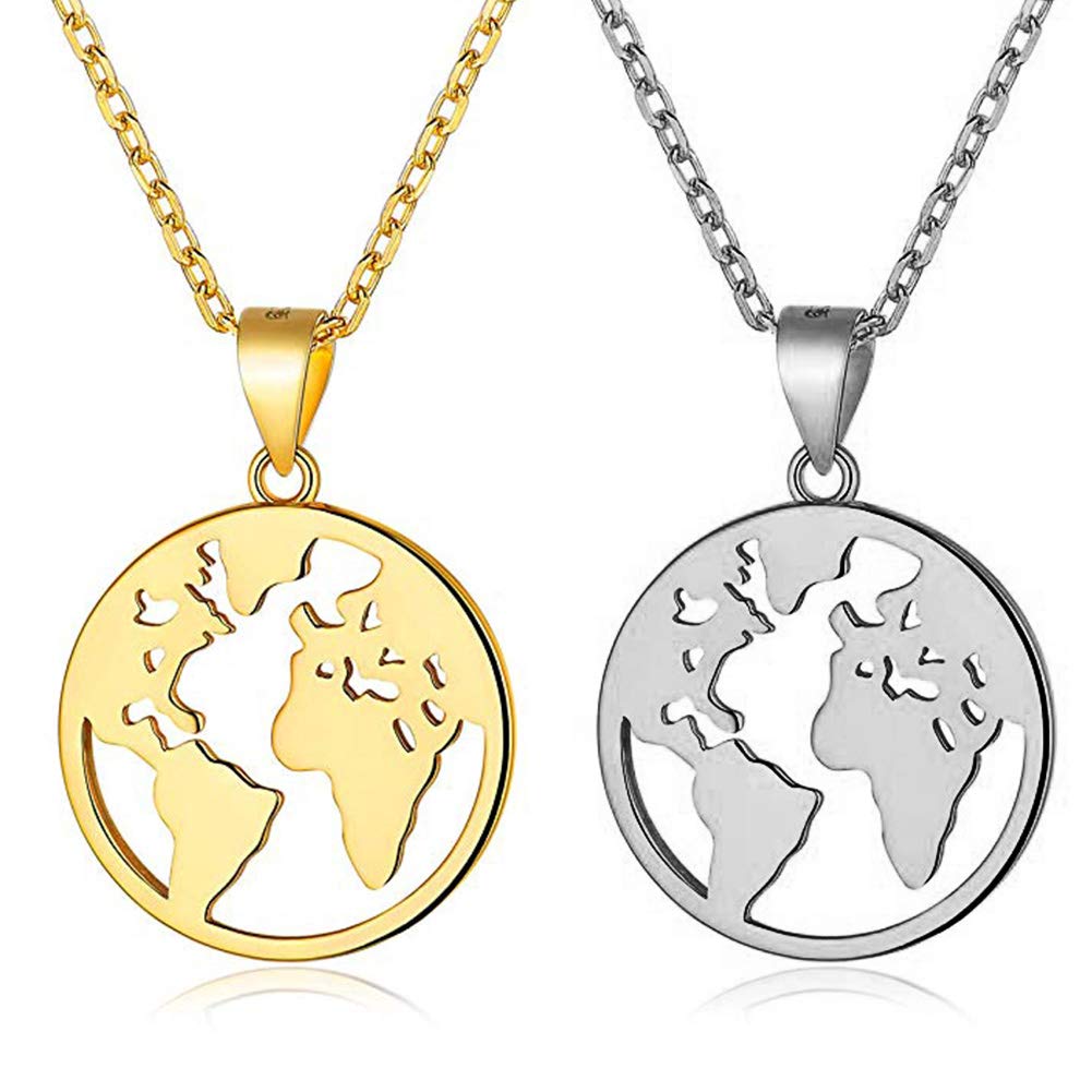 WENTS 2Pcs Women's Coin Globe Necklace 
