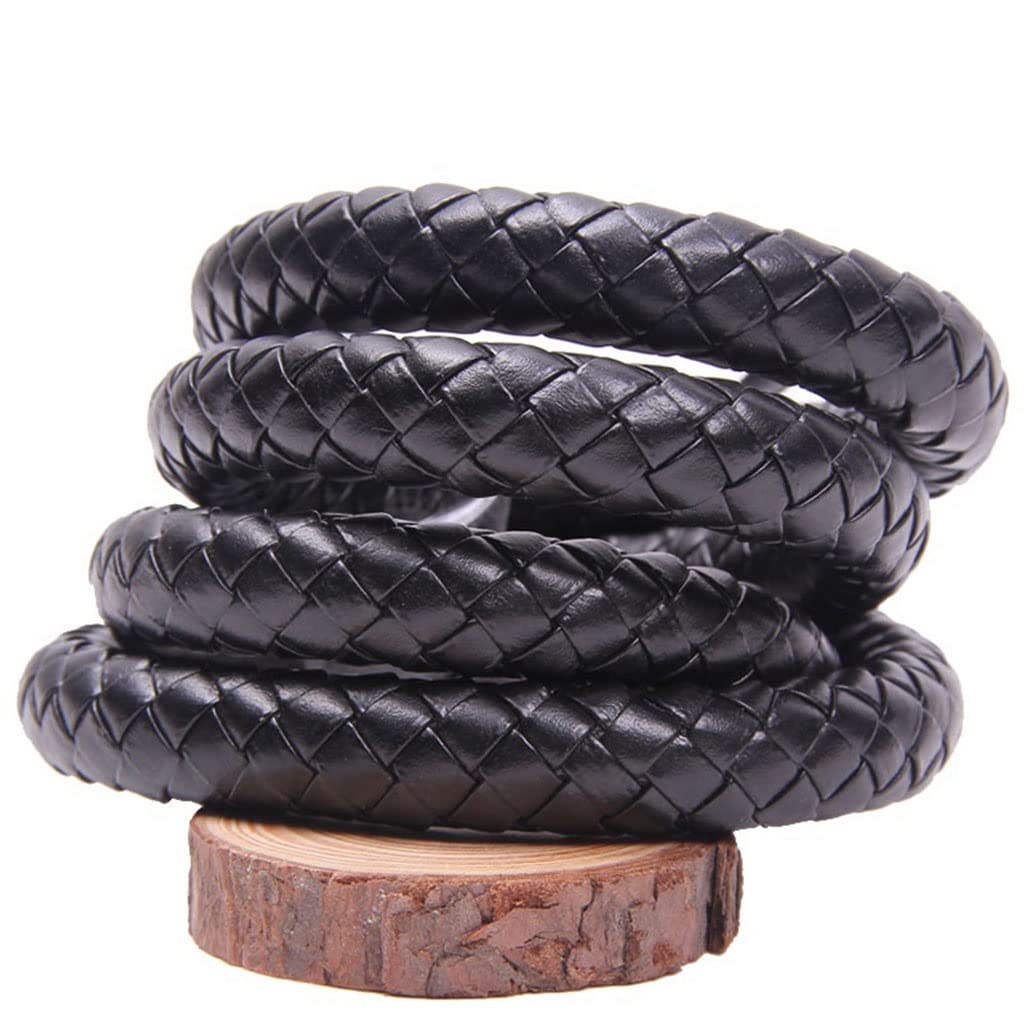 10mm 12mm Rond en Cuir Cordon Chaîne Collier À Faire Soi-même Bracelet Faisant Trouver Noir Marron Tressé PU Corde Bijoux Accessoires, 1 Pièces (Color : Black, Size : 12mm 100m)