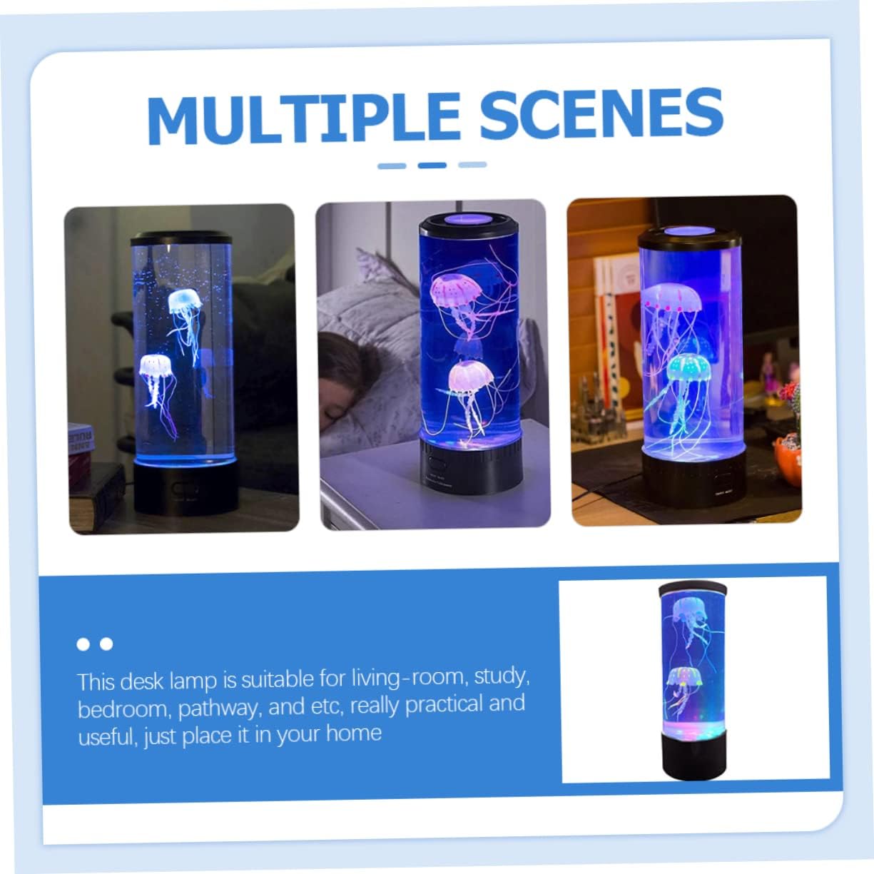 LED Jellyfish Lamp Color Changing Effects Mood Light for Home Decor Desk Decor Table Lamp Synthetic Jellyfish Aquarium Night Light Unique for Boys and Girls and Teens