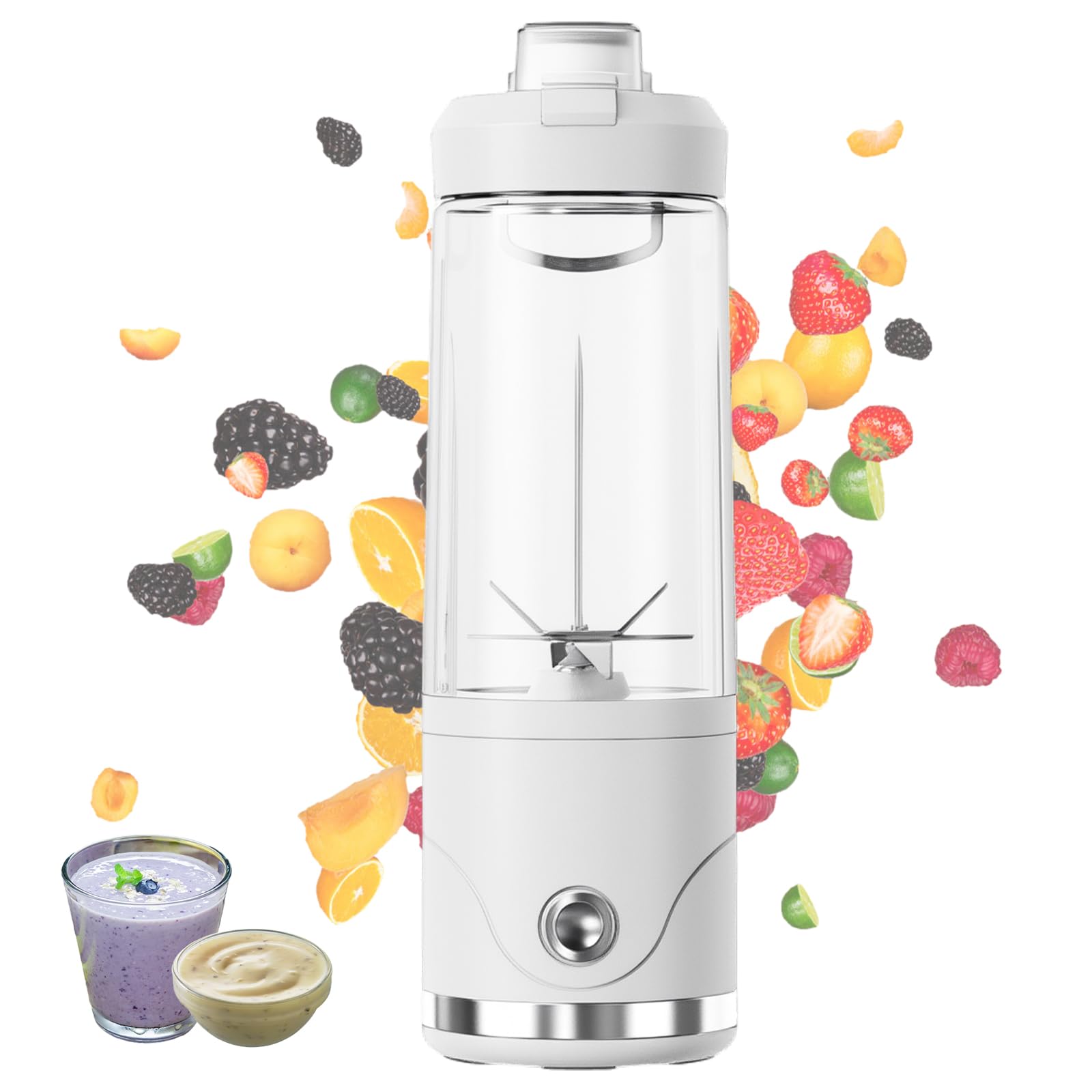 Mixeur portable 650 ml, 75 W sans fil avec 6 lames en acier inoxydable, design amovible, rechargeable pour les voyages, la gym, le sport et une utilisation quotidienne