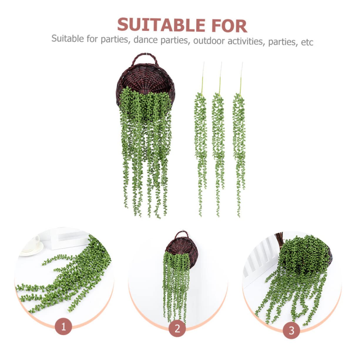 Tainrunse Senecio Rowleyanus Lot De 4 Plantes Artificielles