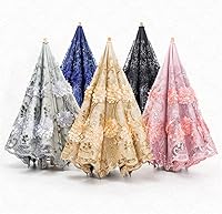 Vista 57 de Honeystore Sombrilla bordada con flor 3D plegable UV con encaje clásico