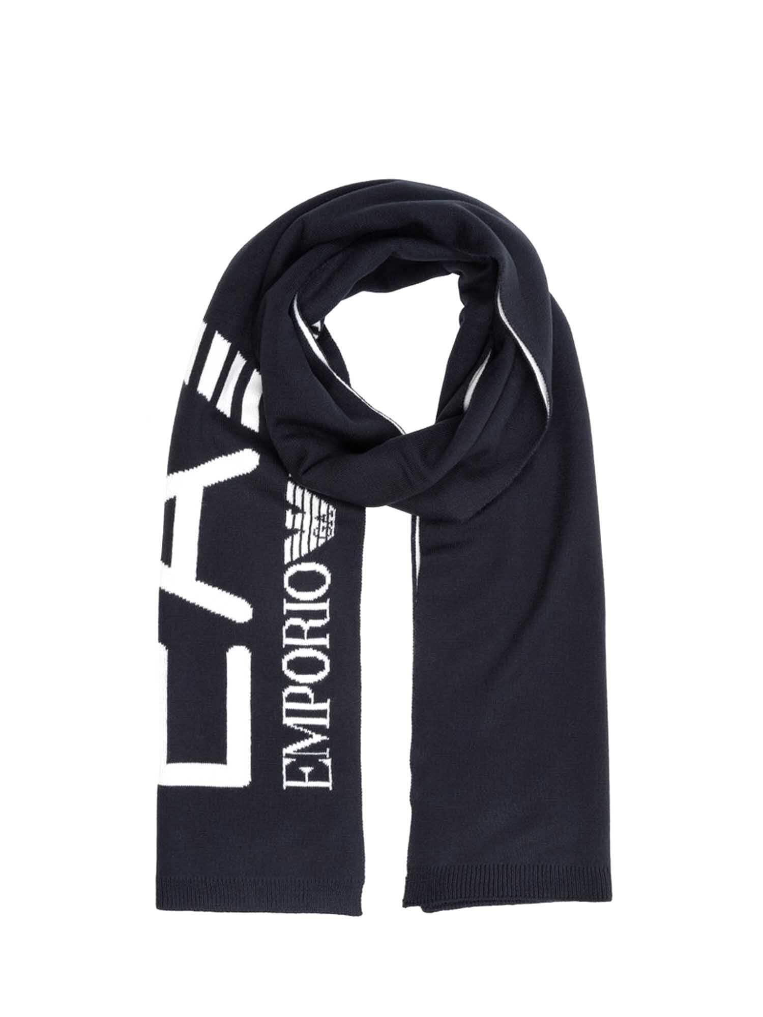 Emporio Armani Ea7 Unisex Black Stylish Scarf For Men - Winter Scarves - M - Accessories