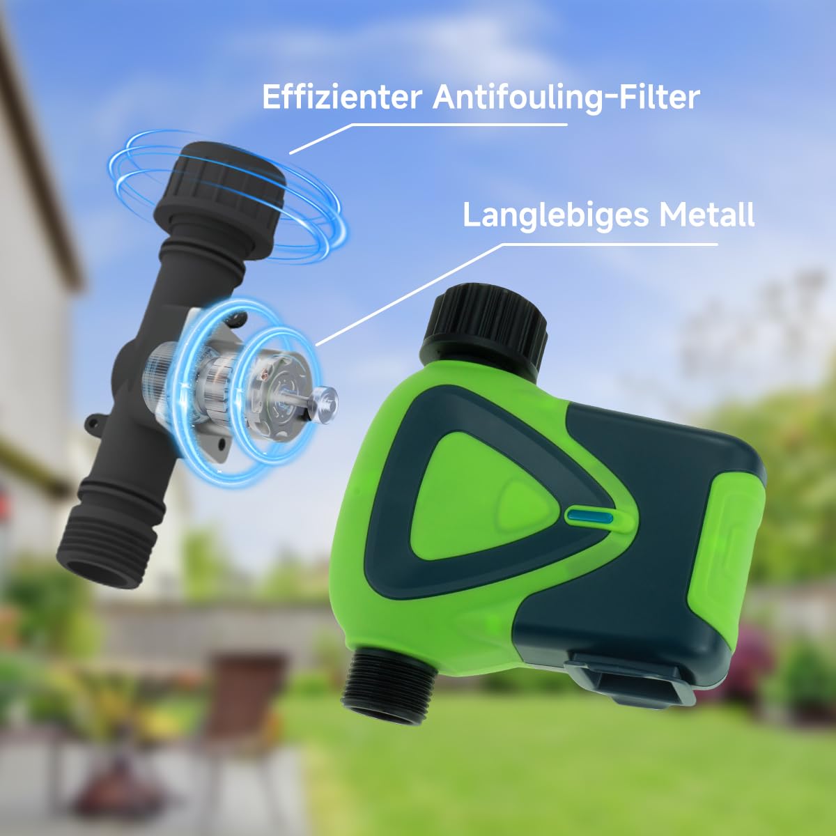 Wasser-Timer für Gartenschlauch, 2,4-GHz-WiFi-Smart-Schlauch-Sprinkler-Timer mit Tuya/Smart Life App, GreenVation Pflanzensystem zur automatischen Bewässerung für den Außenbereich (WiFi-Lösung)
