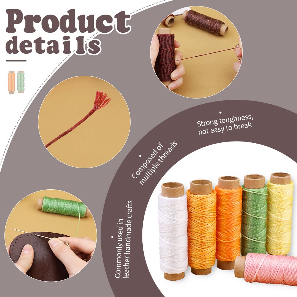 BUTUZE - Hilo encerado para manualidades de cuero, 24 unidades, 55 yardas, práctico hilo de costura para manualidades de cuero, encuadernación, reparación de zapatos, costura de cuero