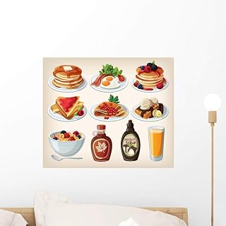 Wallmonkeys Classic Breakfast Cartoon Set Wall Mural Peel and Stick Vinyl Graphic (18 in W x 15 in H) WM525352