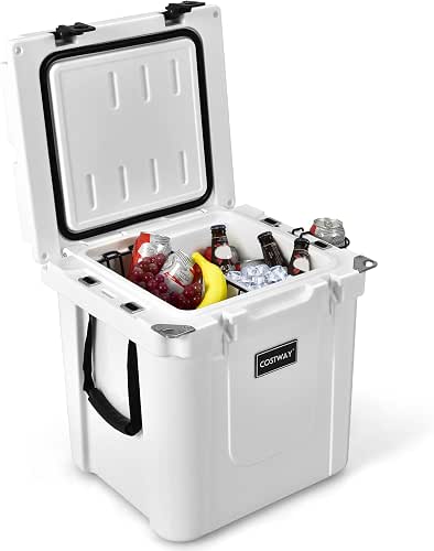 COSTWAY Glacière Portable avec Roues Tout Terrain, Glacière Rigide Isotherme