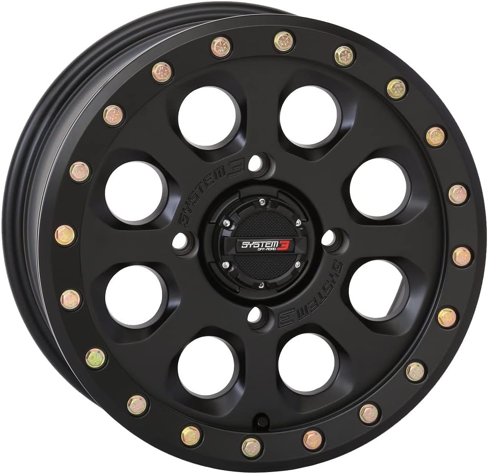 System 3 SB-7 Beadlock 14" Wheels Black (4+3) Polaris Sportsman/RZR/Ranger