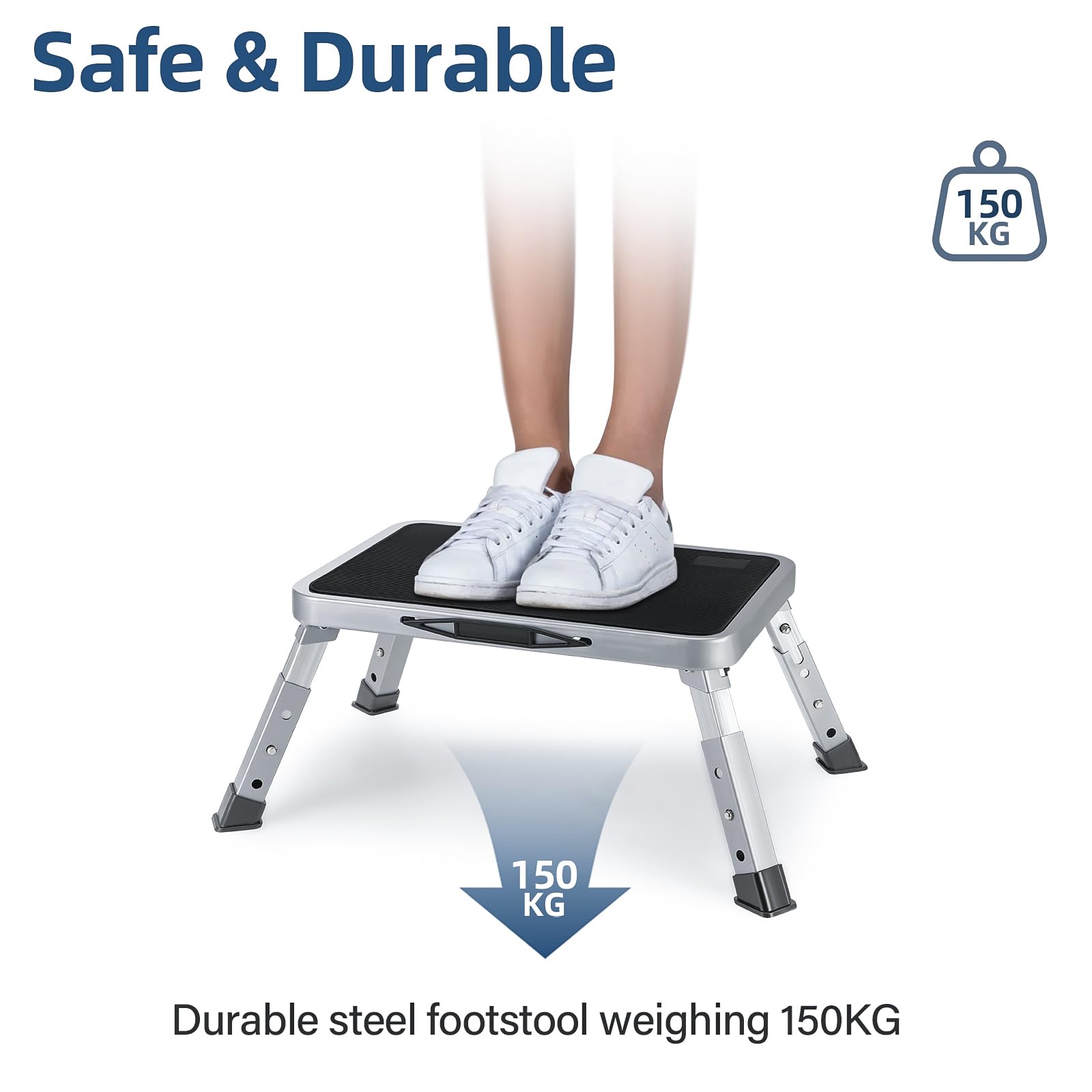 Taburete Plegable Portatil Cocina,Taburete Plegable con 3 Nivele,Banco Plegables Portatil 150kg Capacidad de Peso,Escalera Multifuncional Portátils y Plataforma Antideslizante para Cocina,Dormitorio