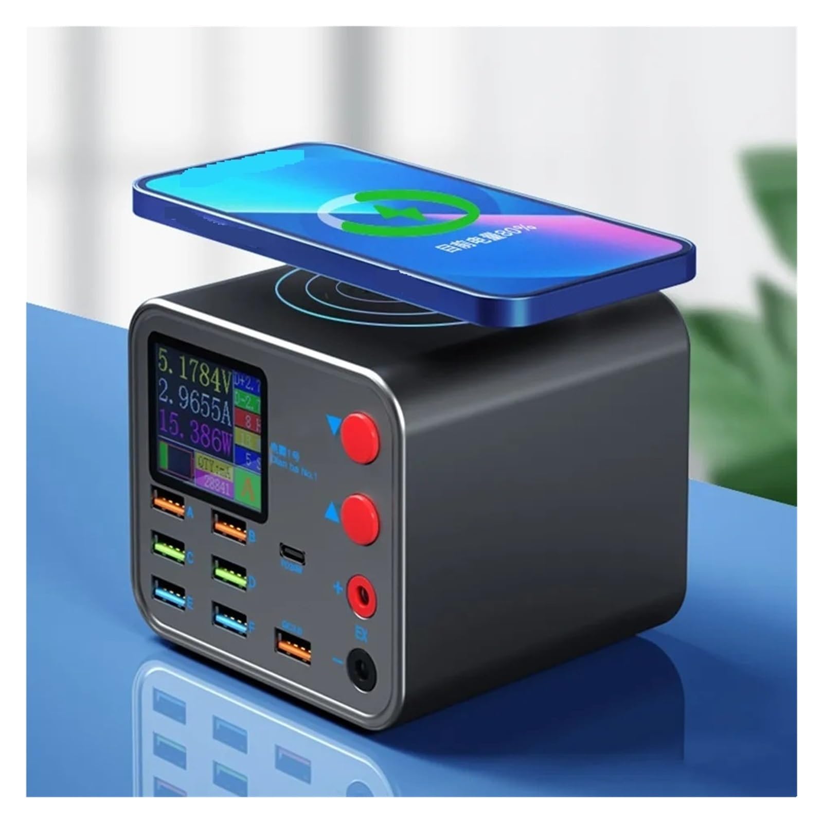 Wielofunkcyjna Stacja Ładująca 120 W Z Wyświetlaczem LED 8 Portów USB QC3.0 USB-C PD 20 Szybka Bezprzewodowa Ładowarka Technologia Szybkiego Bezpiecznego ładowania