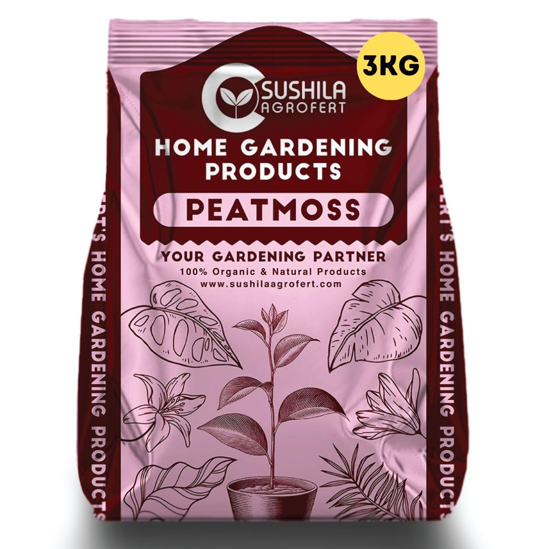 Sushila Agrofert Peat Moss 3KG Acidic pH, Sterile, Excellent Water Retention, Good Drainage, Light & Airy, Seed Germination, Potting Mix, Hydroponics, Soil Amendment, Mulch, Root Growth & Garden Use