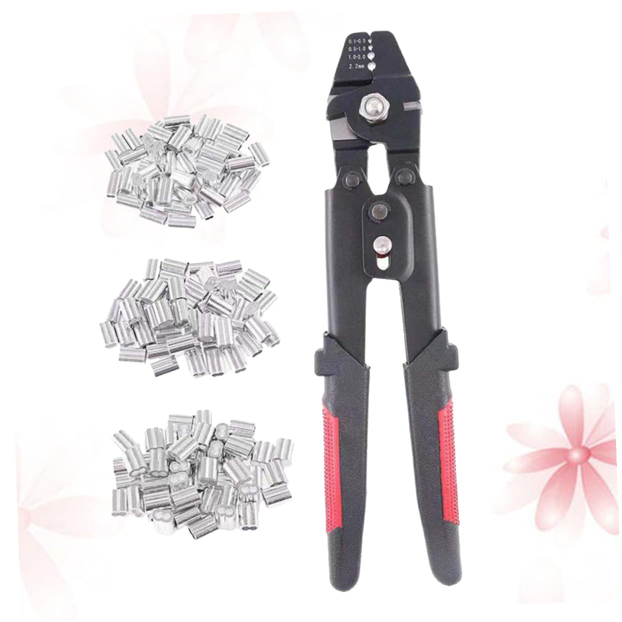 Pinza Crimpatrice per Funi Metalliche con 180 Manicotti in Alluminio | 4 Posizioni di Crimpatura, Modelli M1.2 M1.5 M2, Acciaio al Carbonio e Pvc
