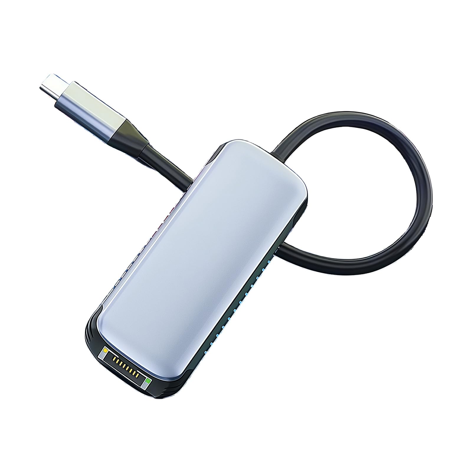 Adaptateur USB C vers RJ45 Ethernet 5 Gbit/s Corps en aluminium Vitesse rapide Plug Play pour ordinateur portable Tablette Adaptateur USB Ethernet en aluminium