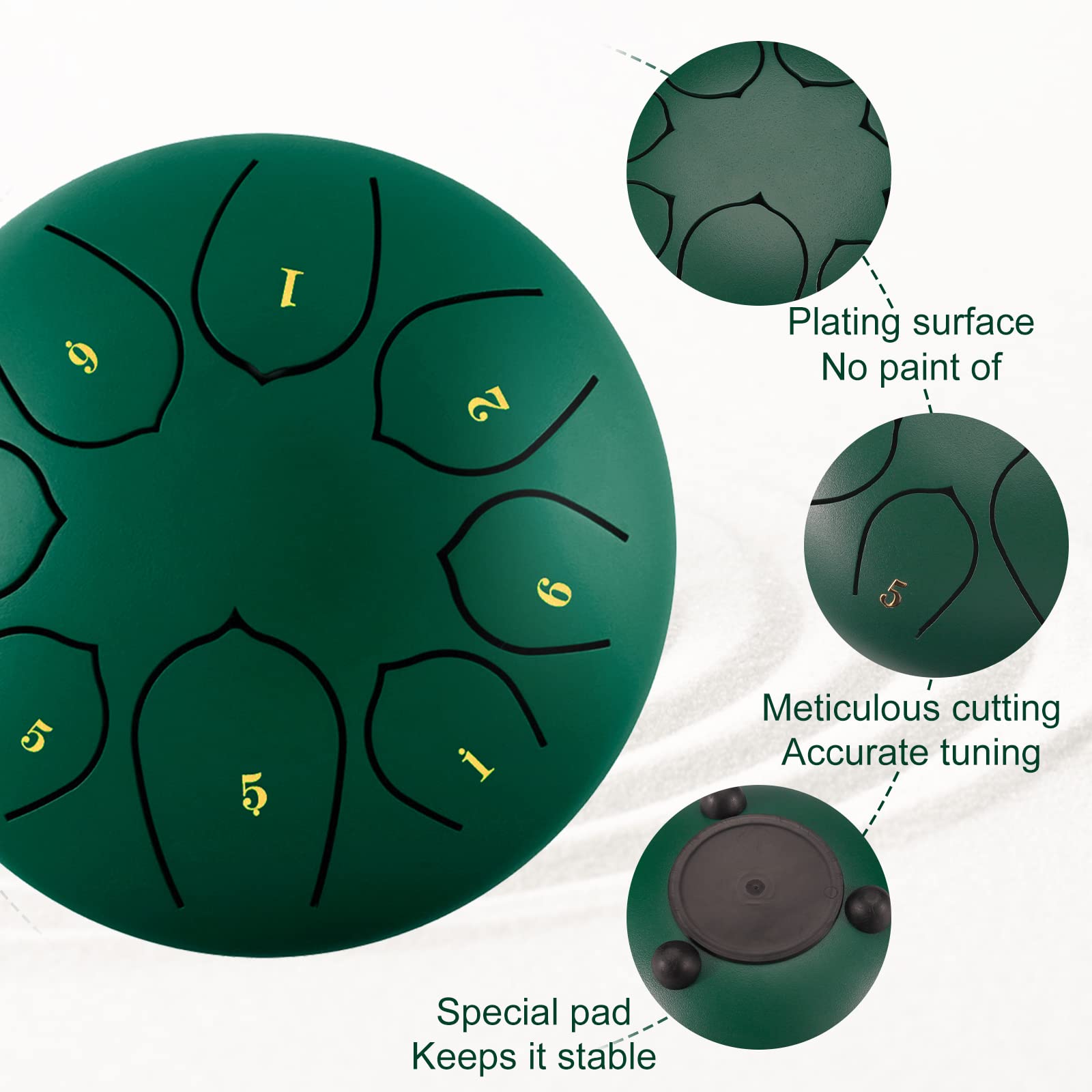 Steel Tongue Drum,6 Pollici 8 Note Do Maggiore Accordato Tamburi in Acciaio,Strumento a Percussione con Bacchette per Tamburi Carry Bag Note Sticks per Meditazione Yoga Zazen Sound Healing