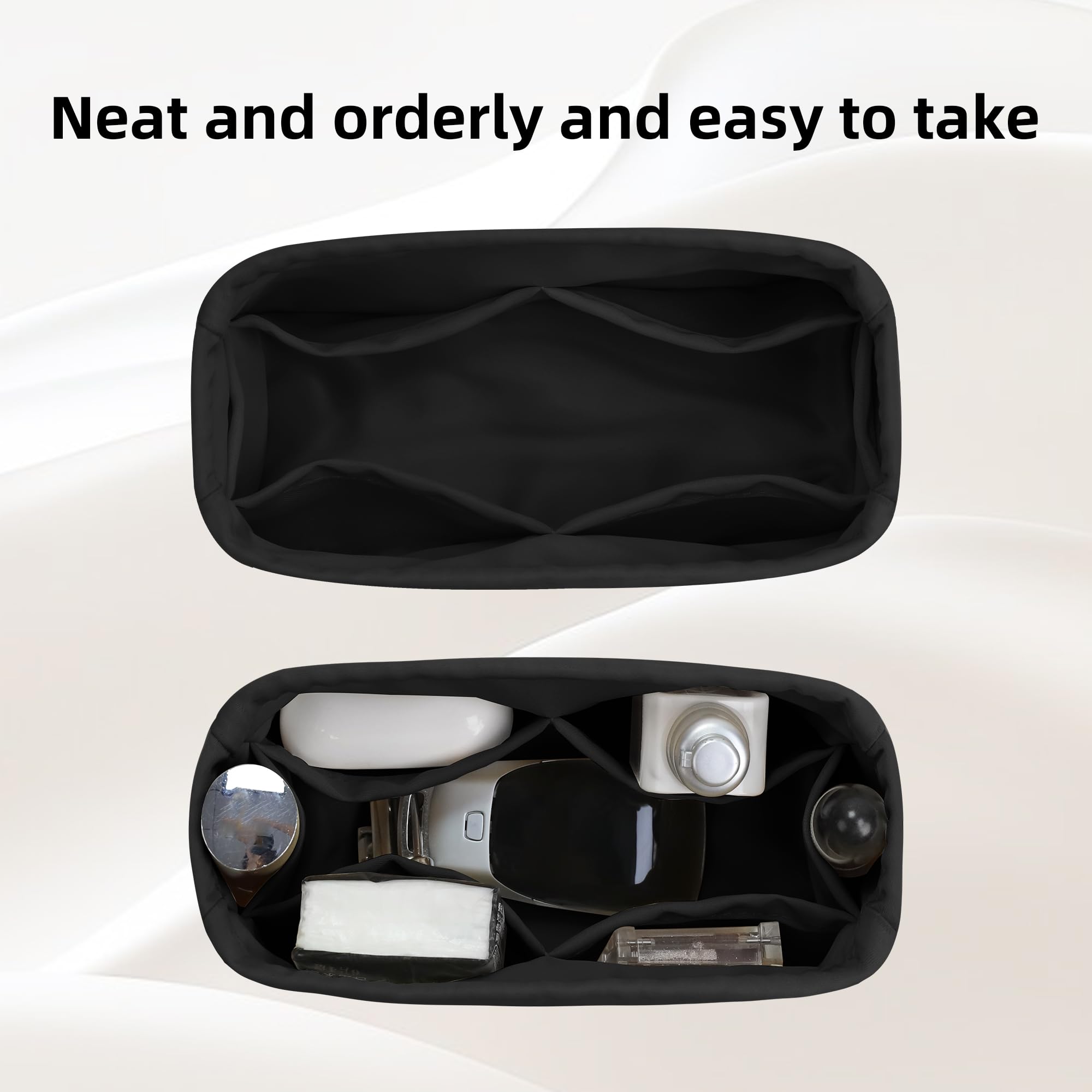 DGAZ Luxus Satin Innen Organizer für Chanel 25 Bag Mini, Schwarz