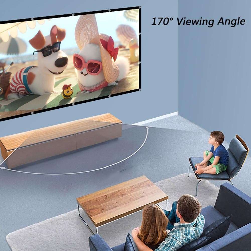 Telo Proiettore Portatile, 60-300 Pollici Schermo for Proiettore 16:9 HD Schermo Proiettore Pieghevole da Interno ed Esterno for Home Theater, Cinema All'aperto(180in)