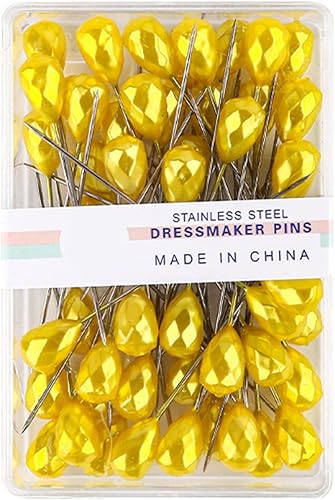 Miniatura 3 de 50 alfileres de costura con caja transparente de 2 pulgadas, alfileres de acolchado de cabeza de diamante de colores, pasadores rectos largos para