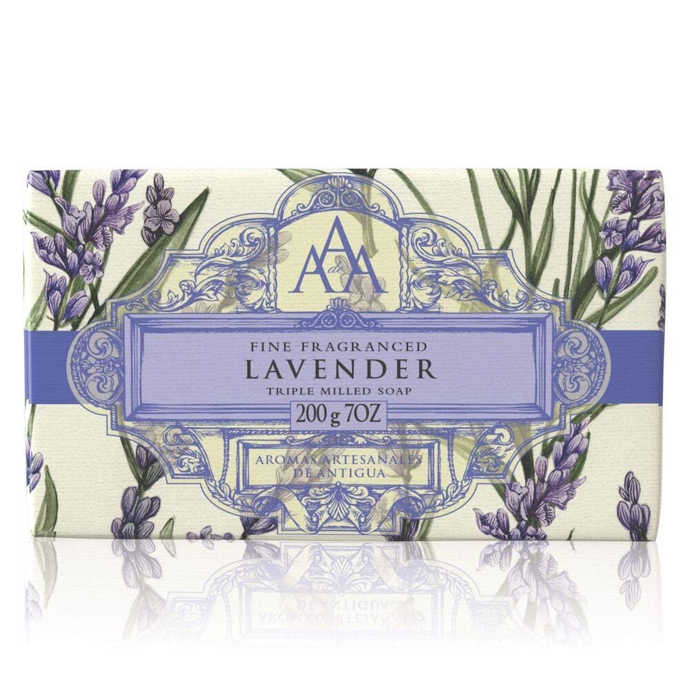 AAA DE AROMAS ARTESANALES DE ANTIGUA Floral - Triple-Milled Luxury Soap Bar - Lavender - 200 g / 7 oz (SLS and Paraben Free)