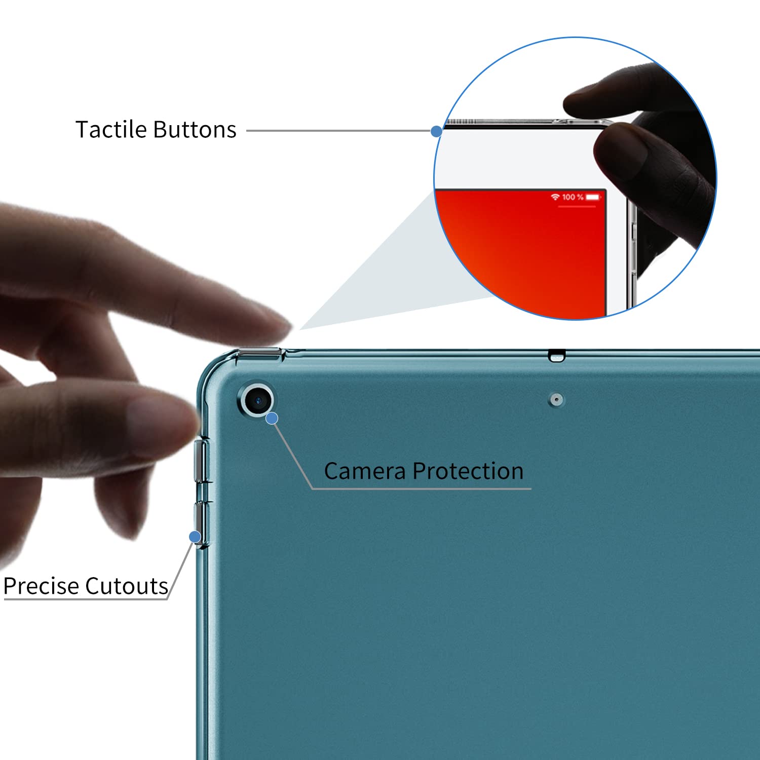 EasyAcc Custodia Cover Compatibile con ipad 9 generazione /8ª e 7 generazione da 10.2 pollici, modello 2021 2020 2019 - Custodia ultra sottile con retro trasparente (blu pavone)