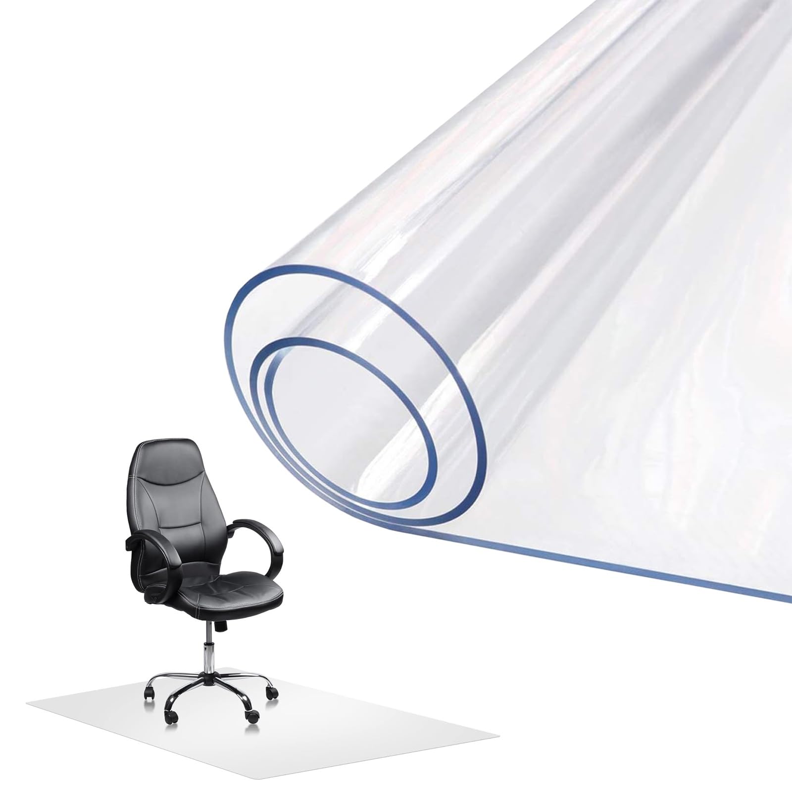 Tapete transparente de PVC de 1,5 mm para silla de oficina, antideslizante, protector de suelo para madera y azulejos, resistente a los arañazos, 80 x 100 cm, antiamarilleamiento, ideal para suelos