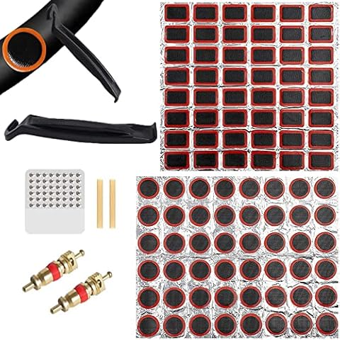 May Huang Pack of 103 Bicycle Tyre Patch Kit, Bicycle Rubber Repair Kit, Bicycle Tyre Patches, Bicycle Tube Repair, for Repairing Outdoor Mountain Bikes or Commuter Bicycle Tyres - 25 mm Cover