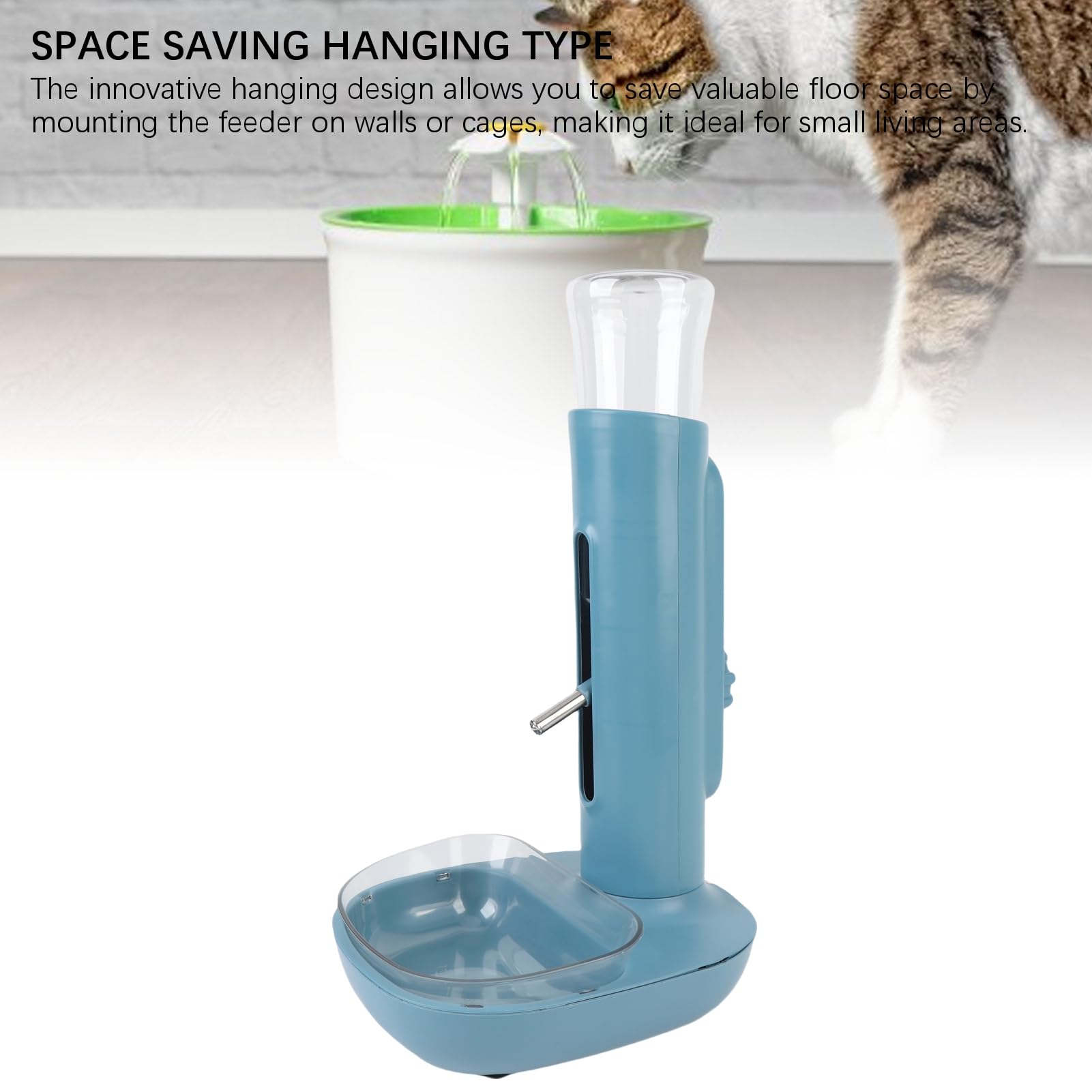 Generic Alimentatore Automatico per Acqua in Piedi per Animali Domestici, Regolabile in Altezza, Tipo Sospeso per Cani, Gatti, Plastica, 9,45x7,68 Pollici (BLUE)