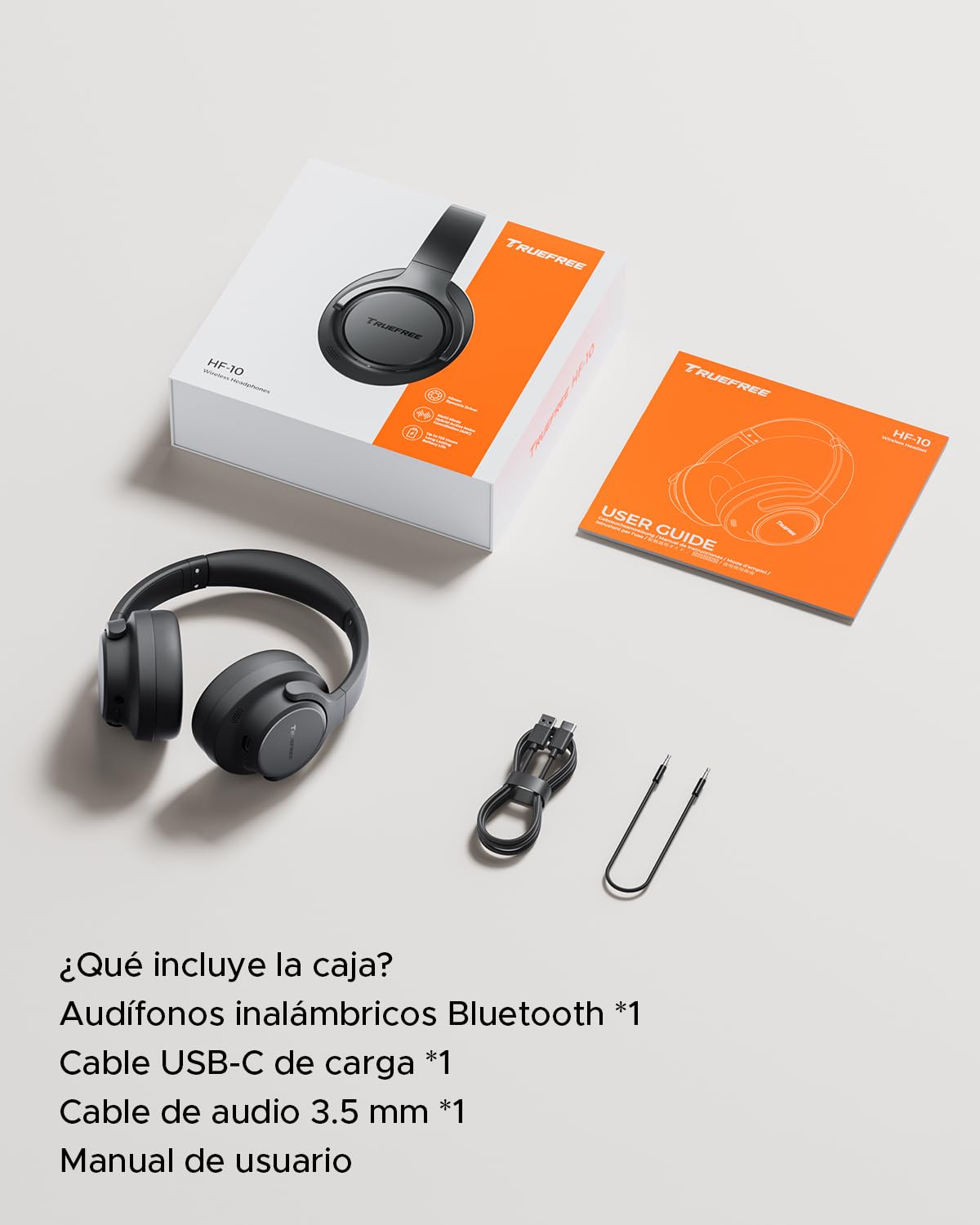 truefree Auriculares Bluetooth 6.0 con ANC, 125H de Autonomía, Supraaural | Diadema Supraaural, Carga Rápida, EQ Personalizable mediante App, Conexión Multipunto