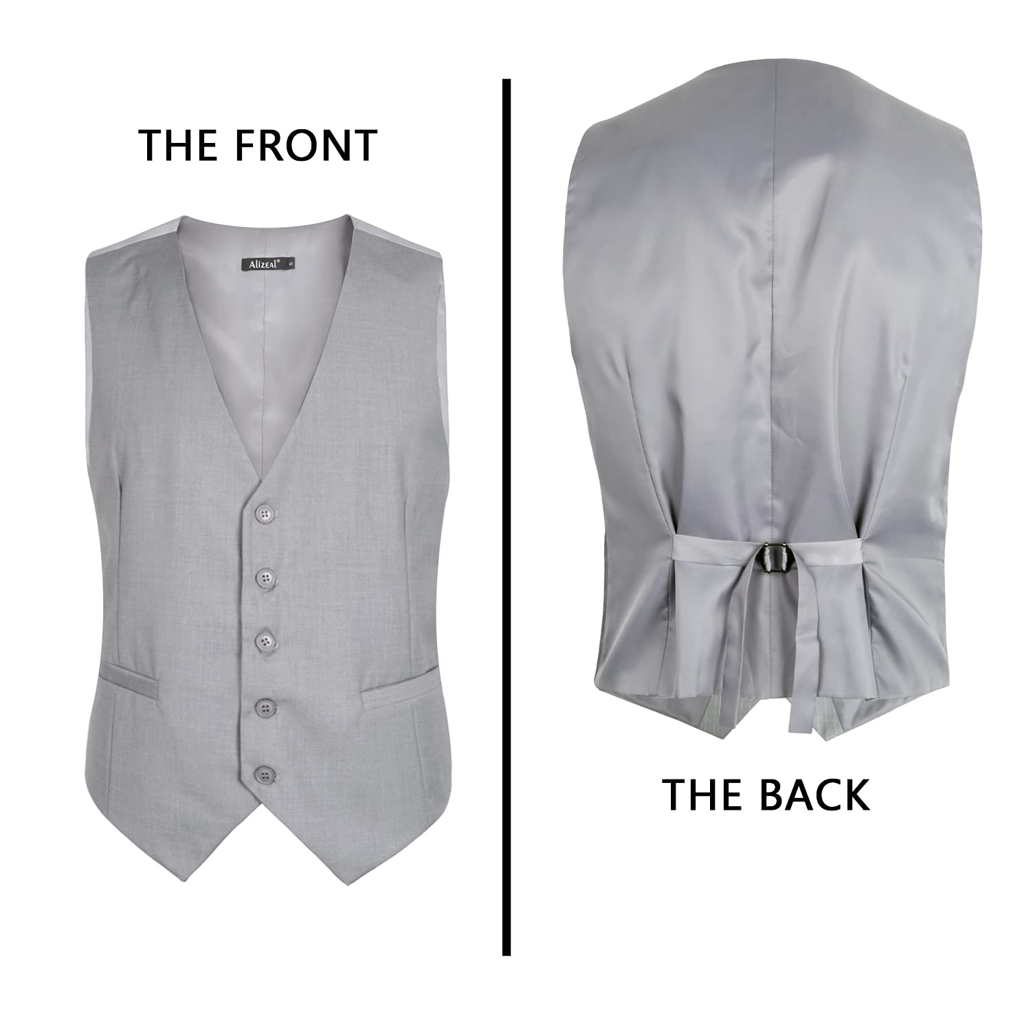 Alizeal Chaleco de traje de negocios de color sólido clásico para hombre Chaleco de esmoquin de ajuste regular