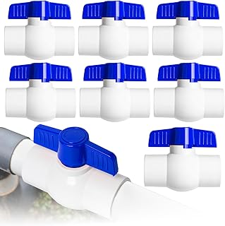 8PCS PVC Ball Valve 3/4Inch, Shut-Off Valve Socket with Blue T-Handle, Slip PVC Ball Valve Water Supply Lines, Outdoor Plumbing & Irrigation System