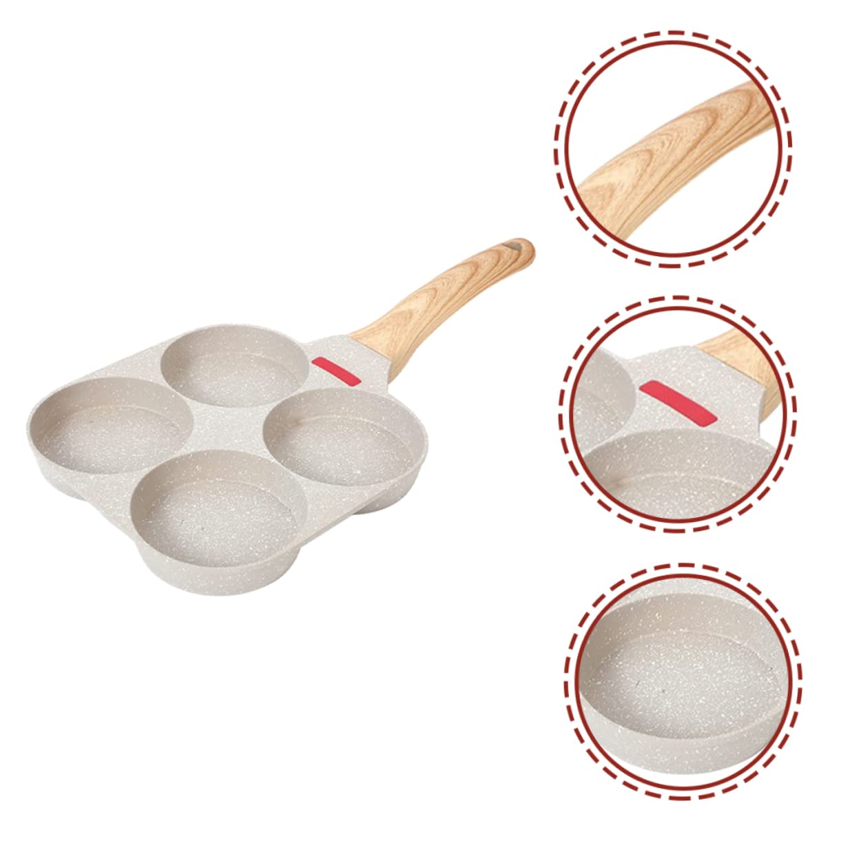 TOPBATHY Padella per Uova Antiaderente a 4 Fori in Pietra Medica | Beige, Riscaldamento Uniforme e Pulizia Facile, per Brunch e Preparazioni Uova