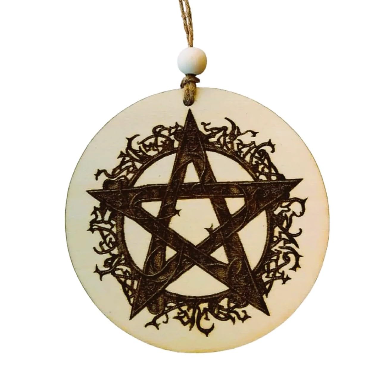 Pentacle Pagan Hanging Decoration - Laser Engraved Wood