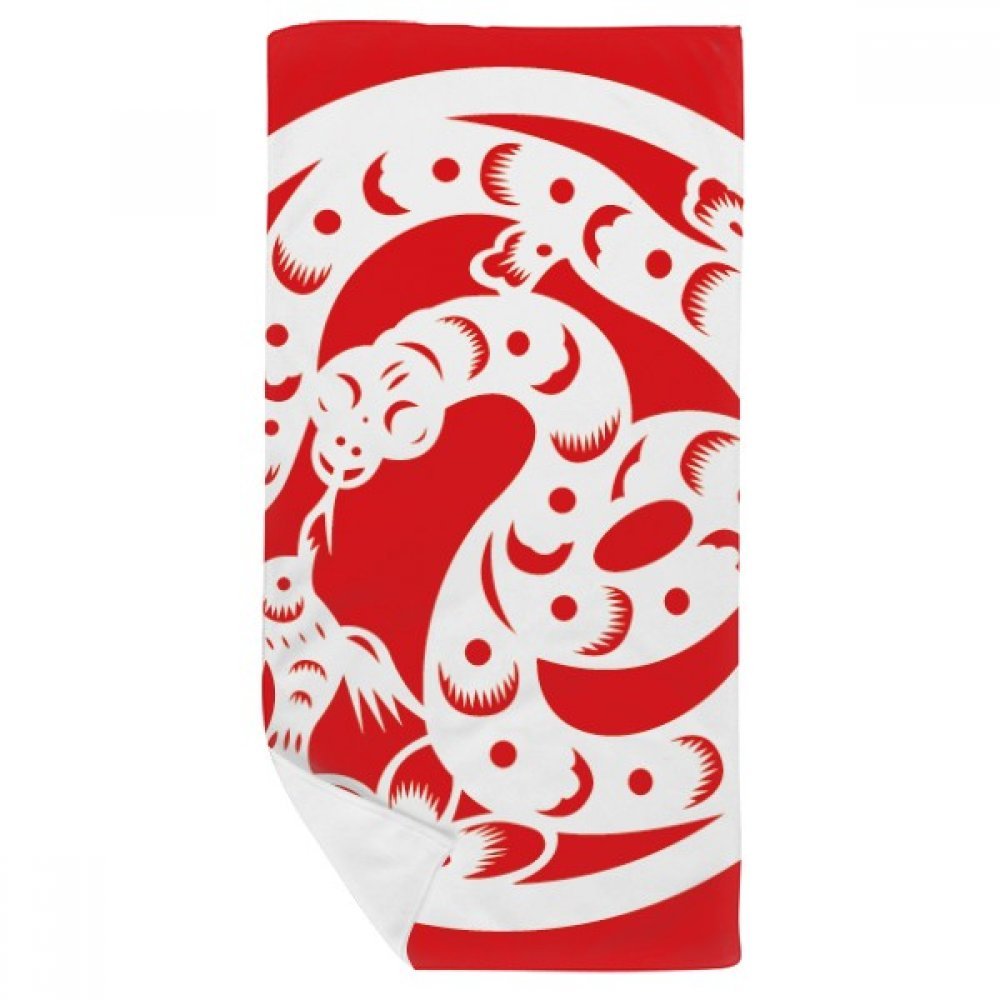 Serviette de Bain Doux Serpent Zodiaque Chine, une idée cadeau art multicolore