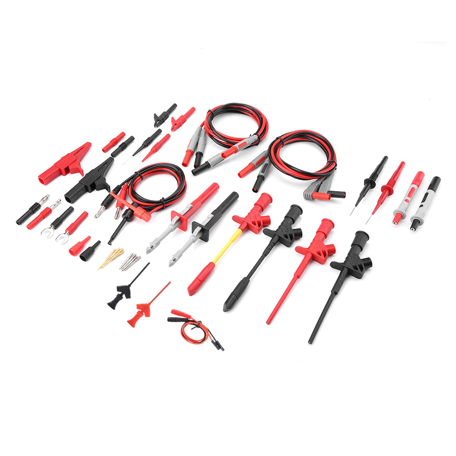 Kit de cables para multímetro,40 cables de prueba profesionales con conector banana de 4 mm macho a hembra de 4 mm,cables de prueba con conector banana doblado y más