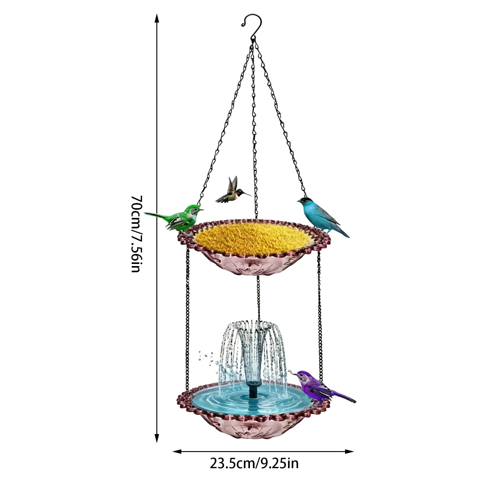 Fuente Solar para Pájaros con Bebedero Decoración de Cascada de Jardín con | Bebedero para aves solarizado para Jardín Patio Terraza Piscina Exterior Hogar Paisajismo