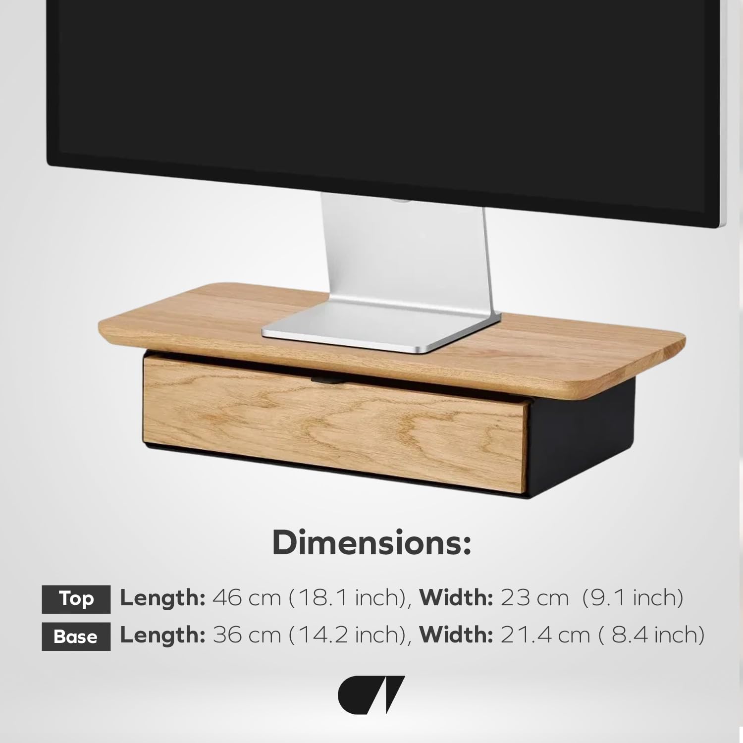 Oakywood - Scaffale da Scrivania Mini - Scaffale da Scrivania in Legno - Supporto per laptop - Supporto per Monitor del Computer - Accessorio da Scrivania - Materiale Legno, Acciaio - Quercia - Bianco