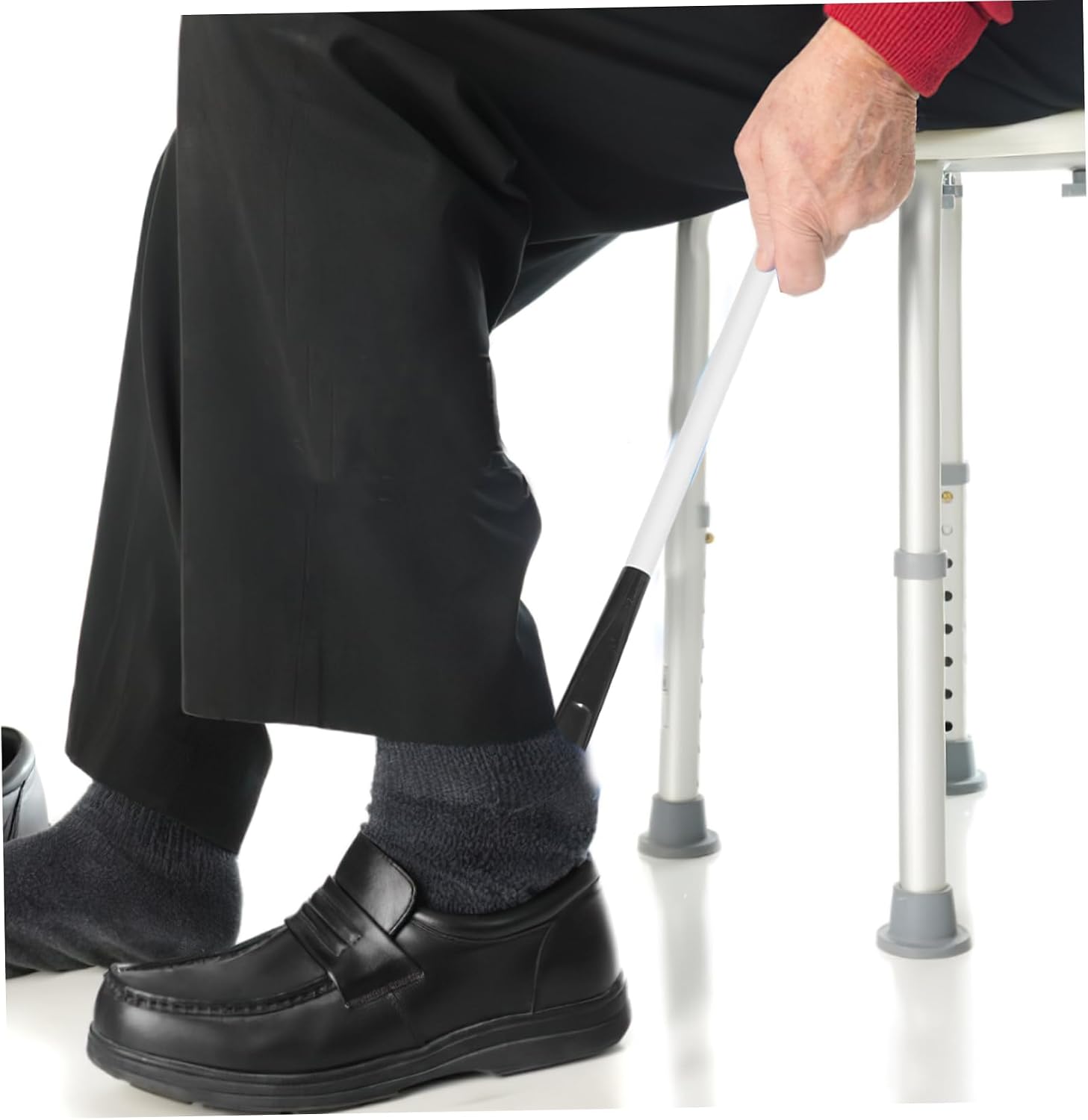 Handicapped Dressing Stick Two-in-one Shoehorn Long Stick Sock Aid Device for Seniors