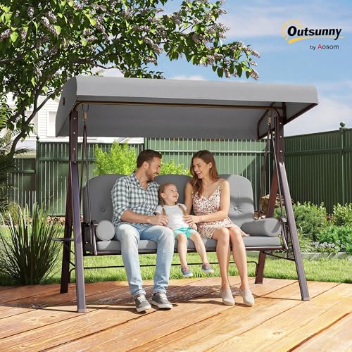 Outsunny 3 Seater Canopy Swing Chair with Cushions - Image 2