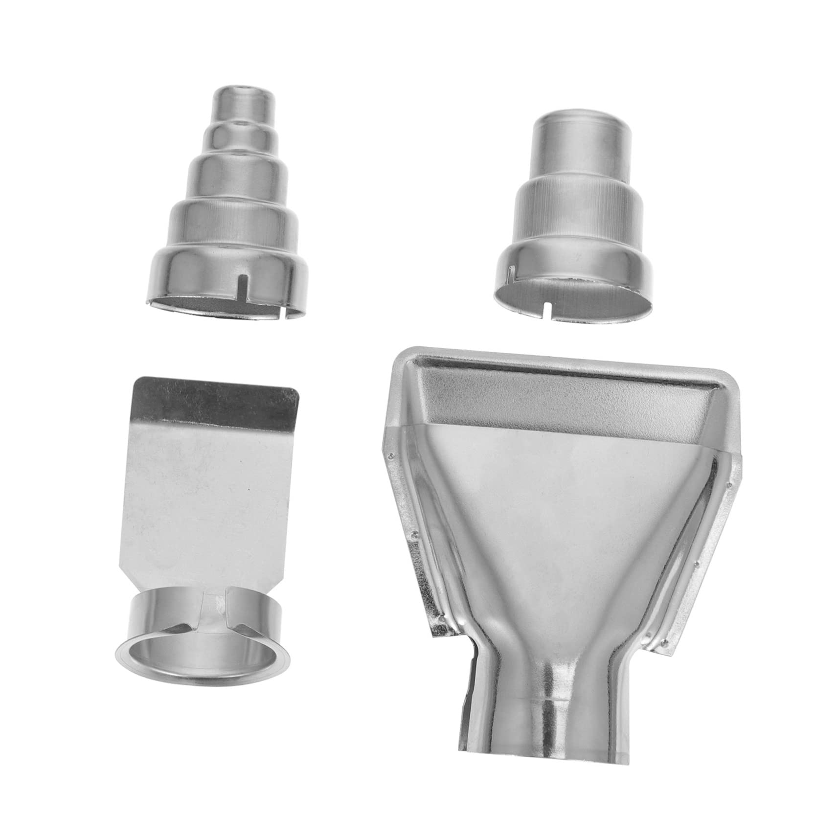 HOMOCONO 4pcs Hot Air Welding Nozzle Kit Silver Stainless Steel Hot Air Tools Nozzle Hot Air Welding Nozzle Hot Air Solder Nozzle