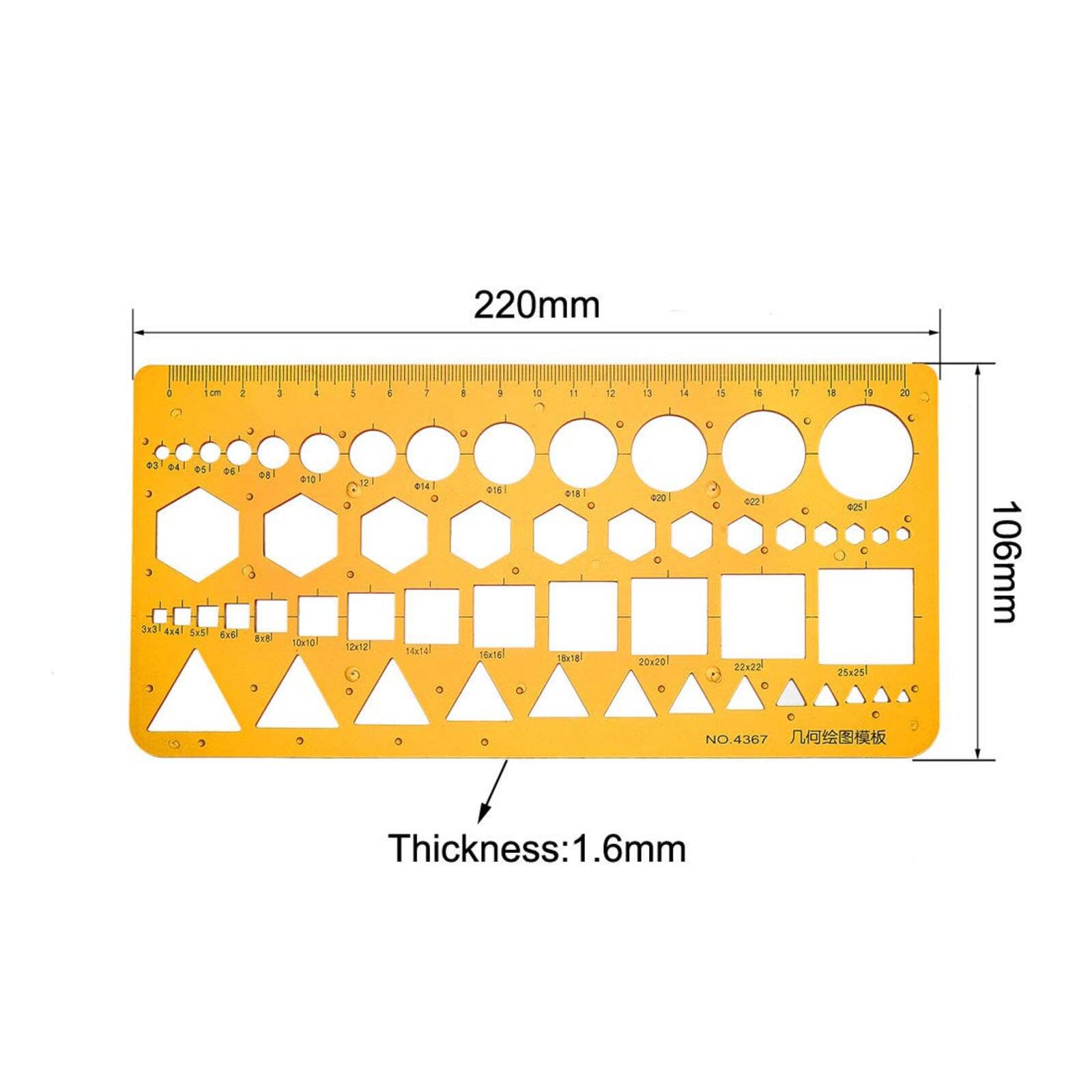 1 PC Geometric Drawing Template with Circles Squares and Triangles Stencil Ruler for Engineering Drafting Architecture School and Office Supplies - Image 2