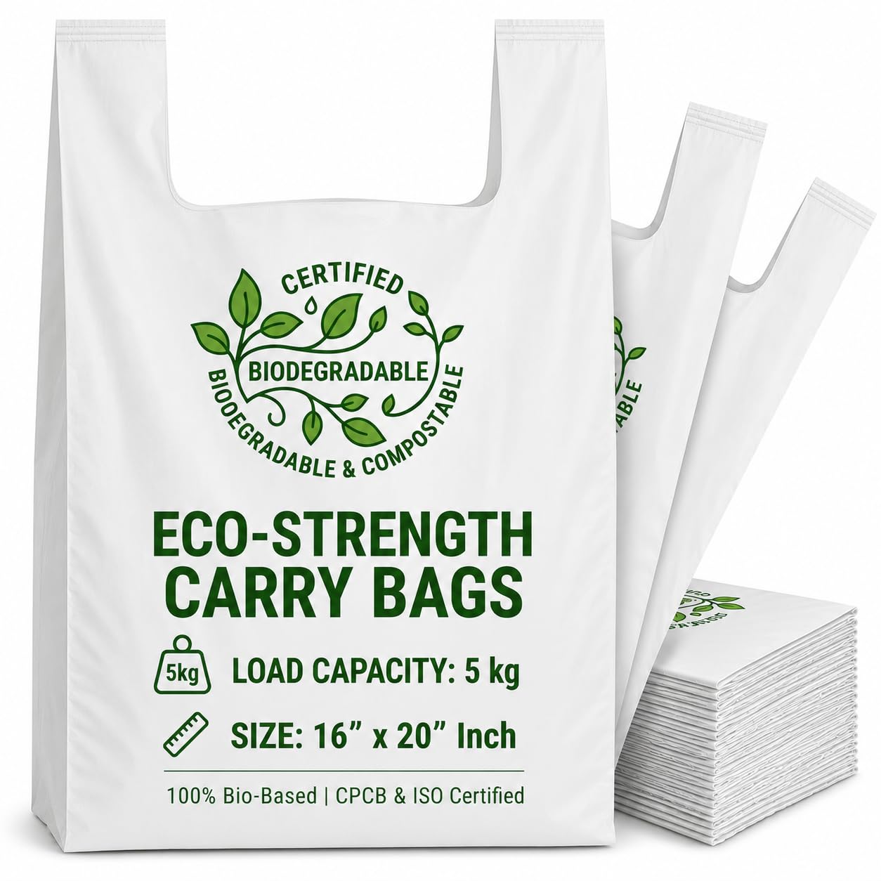 KRUM Cornstarch Bags White (16X20, 200) | Cornstarch Material, Biodegradable, Compostable-image-14