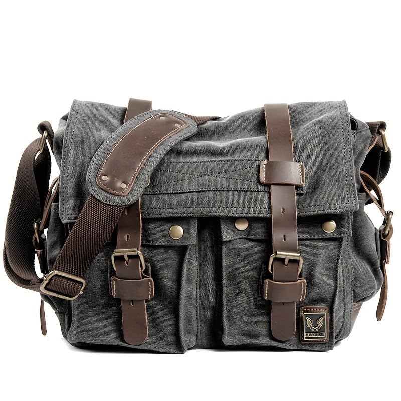 Vintage Canvas Messenger Bag with Straps Retro Style, Travling Bag, Casual Carryall, Vintage Canvas Bag