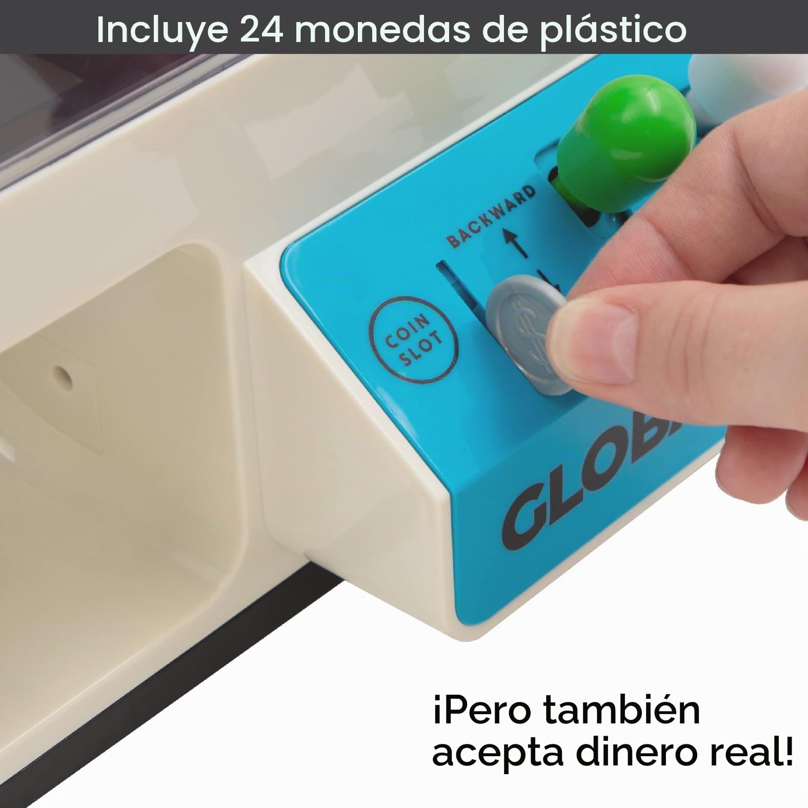 Global Gizmos 50189 Candy Grabber/Claw Machine Arcade Game para niños/Controles de Joystick/Monedas Incluidas/batería o USB/Color Negro
