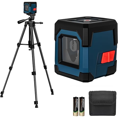 Laser Level, RockSeed Cross Line Laser with Self-Leveling, Vertical and Horizontal Line, Rotatable 360 Degree, Carrying Pouch, Battery Included (Green with 47 inch Tripod)
