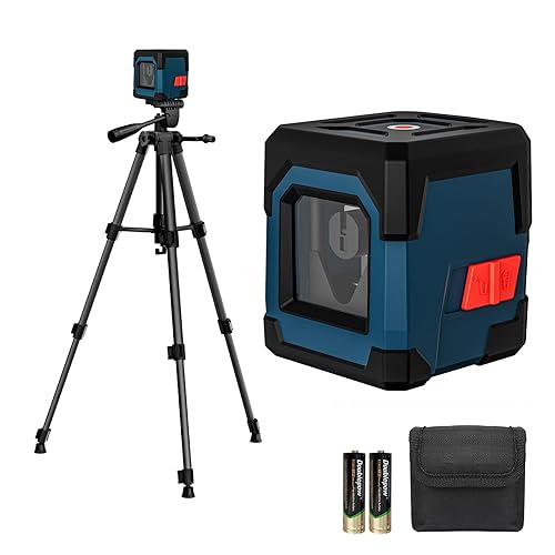 Laser Level, RockSeed Cross Line Laser with Self-Leveling, Vertical and Horizontal Line, Rotatable 360 Degree, Carrying Pouch, Battery Included (Green with 47 inch Tripod)