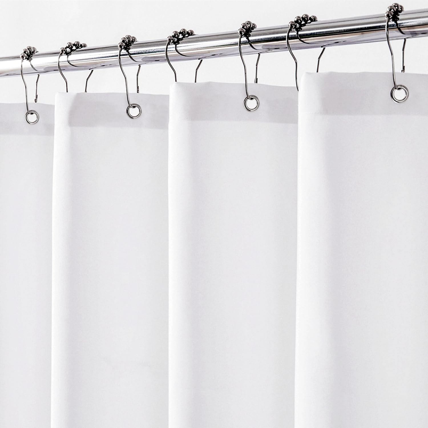 Felisa Extra Long Waterproof Fabric Shower Curtain Liner with 3 Large Magnets,72 x 76 inches Hotel Quality & Soft Cloth Shower Curtain,Washable White